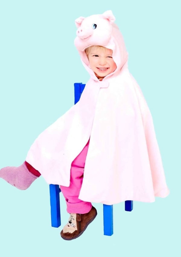 Kostüm Ferkel Gr. 98 für Kinder. Rosa Schweinchen Umhang. Zubehör inklusive - Chemnitzer Kostümverleih - Kostüm T-16