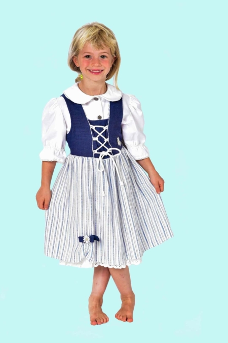 Kostüm Dirdl Heidi Gr. 128 für Kinder. 15,- € für vier Tage. Zubehör inklusive. Chemnitzer Kostümverleih. W-13