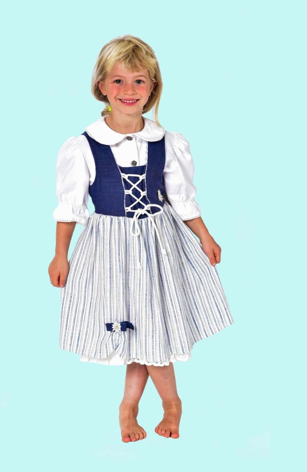 Kostüm Dirdl Heidi Gr. 128 für Kinder. 15,- € für vier Tage. Zubehör inklusive. Chemnitzer Kostümverleih. W-13