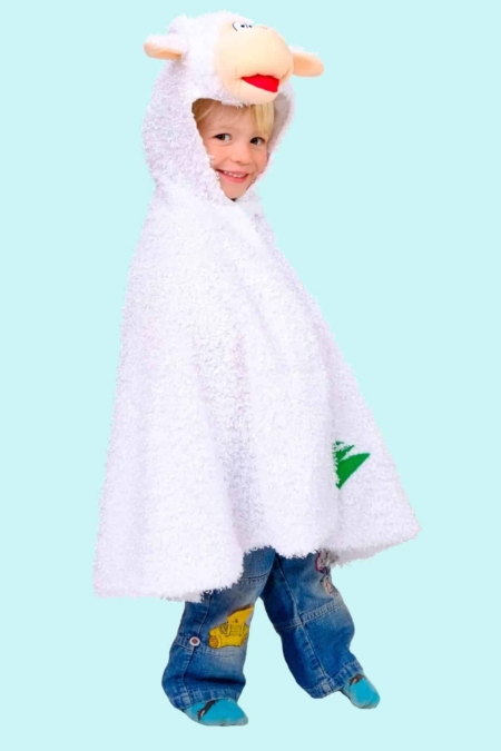 Kostüm Schaf Umhang für Kinder. 12,- € für vier Tage. Gr. 98. Zubehör inklusive - Chemnitzer Kostümverleih - Kostüm T-24