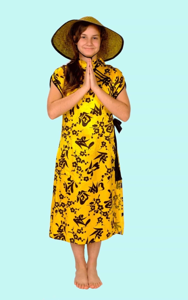Kindermusical Felicitas Kunterbunt. Gr.146. Peking Kleid 12,- € für vier Tage. Zubehör inklusive – Chemnitzer Kostümverleih – W-36