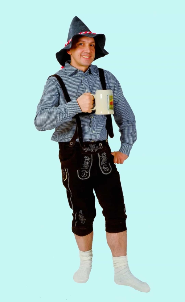 Kostüm Oktoberfest Fridl Echt-Lederhose 5x Gr. 50-54 für Erwachsene. Zubehör inklusive. Chemnitzer Kostümverleih. W-73