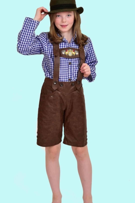 Kostüm Seppel Echt-Lederhose Gr. 146 für Kinder. 18,- € für vier Tage.. Zubehör inklusive. Chemnitzer Kostümverleih. W-47
