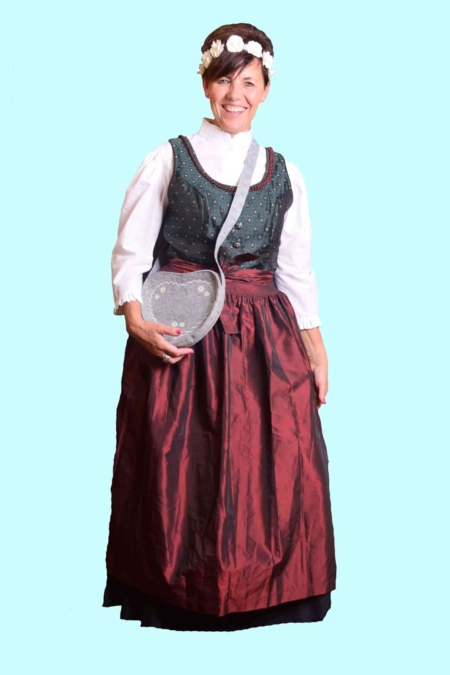 Kostüm edles Dirndl Gr. 42 für Erwachsene. 21,- € für vier Tage. Zubehör inklusive. Chemnitzer Kostümverleih. W-78b