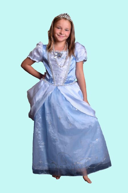 Prinzessin Kostüm Cinderella Gr. 140 für Kinder. 21,- € für vier Tage. Zubehör inklusive - Kostümverleih Chemnitz - Kostüm P-11a