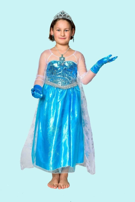 Prinzessin Kostüm Gr. 116 für Kinder. 2x Pajetten Elsa. 14,- € für vier Tage Zubehör inklusive - Kostümverleih Chemnitz - Kostüm P-11