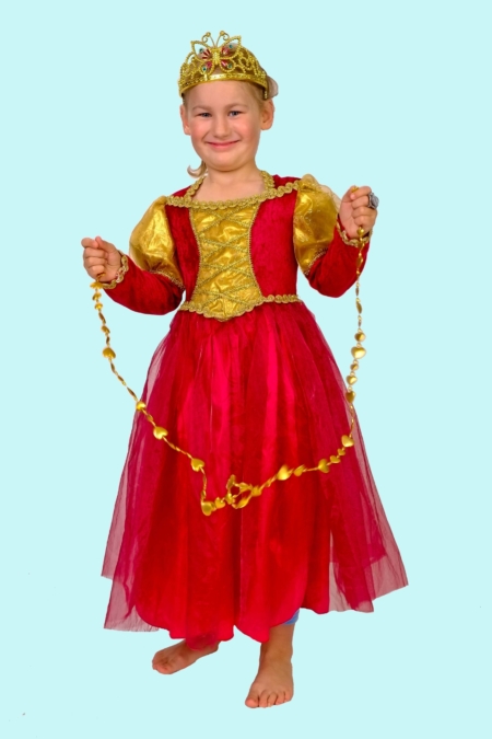 Prinzessin Kostüm Gr. 116 für Kinder. Burgfräulein Weinrot Gold sehr edel. 17,- € für vier Tage.  Zubehör inklusive - Kostümverleih Chemnitz - Kostüm P-27