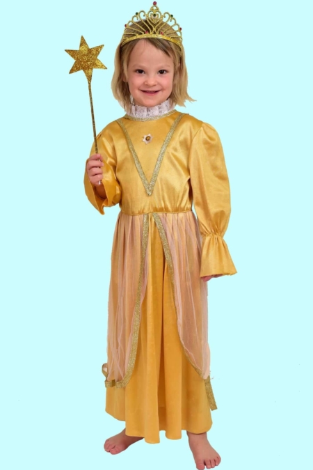 Prinzessin Kostüm Gr. 120 für Kinder. Goldmarie. 14,- € für vier Tage.  Zubehör inklusive - Kostümverleih Chemnitz - Kostüm P-29