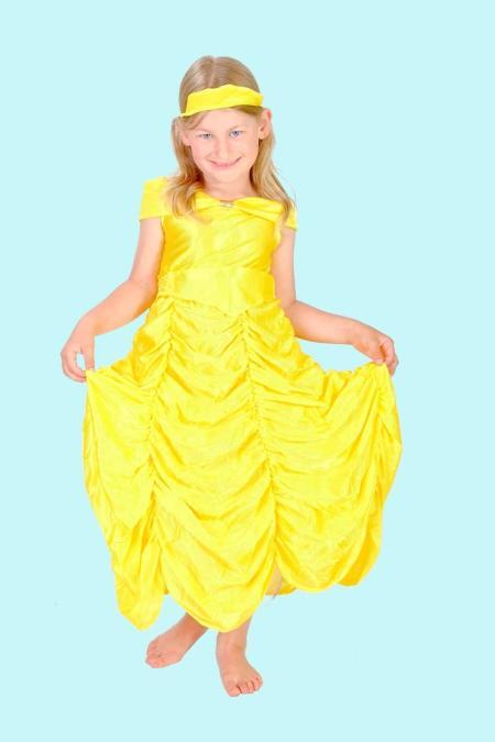 Prinzessin Kostüm Gr. 128 für Kinder. Gelbe Sonne Goldmarie. 12,- € für vier Tage. Zubehör inklusive - Kostümverleih Chemnitz - Kostüm P-46