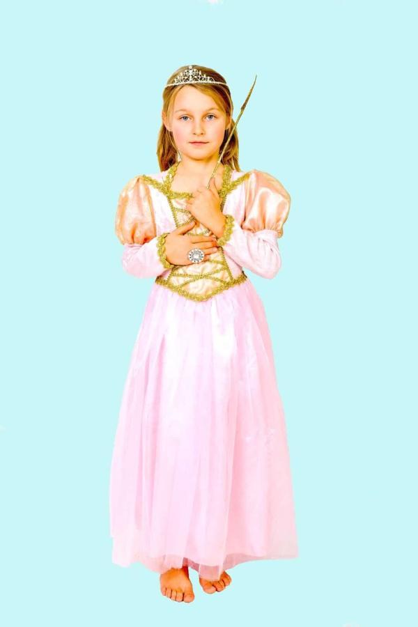 Prinzessin Kostüm Gr. 134 für Kinder. Goldstäubchen. 14,- € für vier Tage. Zubehör inklusive - Kostümverleih Chemnitz - Kostüm P-44