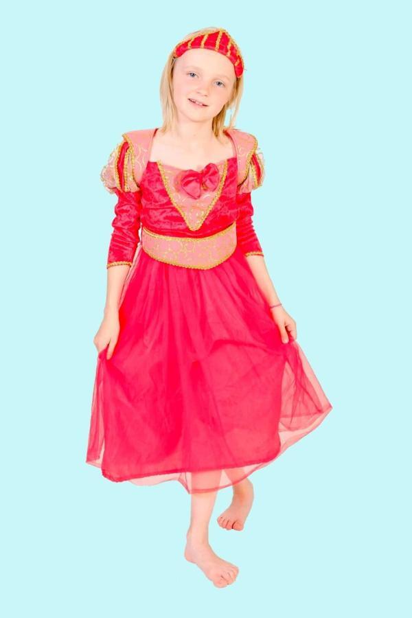 Prinzessin Kostüm Gr. 134 für Kinder. Lady in red. 13,- € für vier Tage. Zubehör inklusive - Kostümverleih Chemnitz - Kostüm P-49
