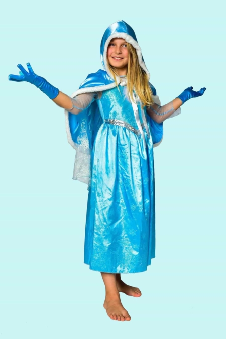 Prinzessin Kostüm Gr. 146 für Kinder. Eisprinzessin Elsa mit Kaputze. 18,- € für vier Tage. Zubehör inklusive - Kostümverleih Chemnitz - Kostüm P-20