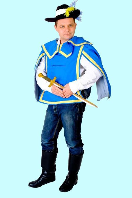 Kostüm Blauer Musketier Gr. 50 für Erwachsene. 16,- € für vier Tage. Zubehör inklusive - Kostümverleih Chemnitz - Kostüm P-104