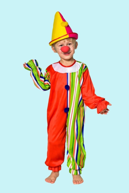 Kostüm Clown Harlekin Gr. 120 für Kinder. 9,- € für vier Tage. Zubehör inklusive. Chemnitzer Kostümverleih B-10