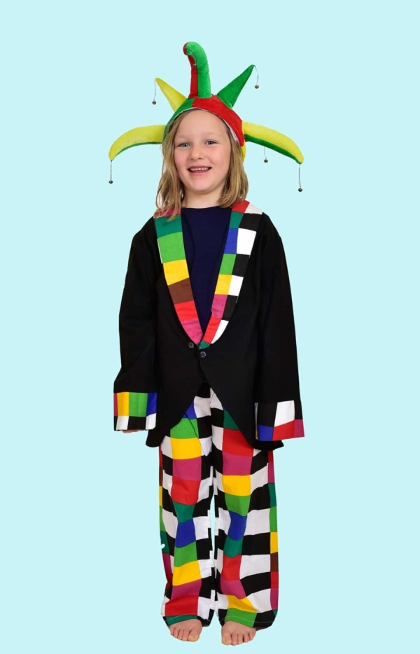 Kostüm Clown schwarzer Harlekin Gr. 134 für Kinder. 13,- € für vier Tage. Zubehör inklusive. Chemnitzer Kostümverleih B-14