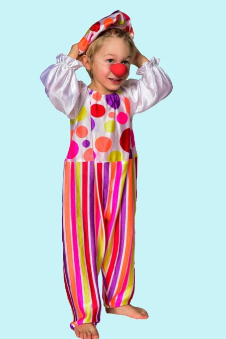 Kostüm Streifen Clown Gr. 110 für Kinder. 9,- € für vier Tage. Zubehör inklusive. Chemnitzer Kostümverleih B-8