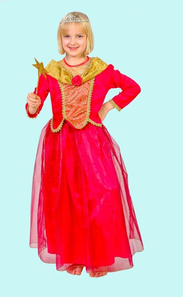 Prinzessin Kostüm Gr. 140 für Kinder. Rotes Burgfäulein. 19,- € für vier Tage. Zubehör inklusive - Kostümverleih Chemnitz - Kostüm P-64