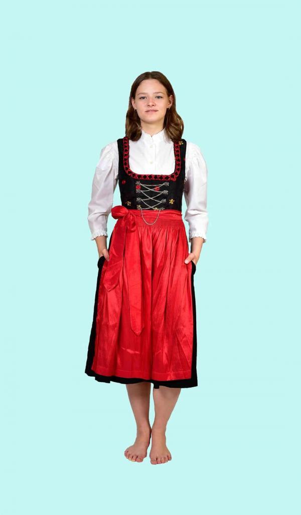 Kostüm Dirndl Gr. 36 für Erwachsene. 31,- € für vier Tage. Zubehör inklusive. Chemnitzer Kostümverleih. W-86