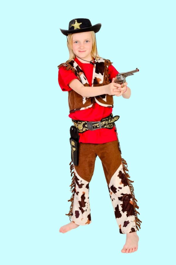 Cowboy Kostüm 2X Gr. 140 für Kinder. Sheriff John. 13,- € für vier Tage. Zubehör inkl. Chemnitzer Kostümverleih C-5