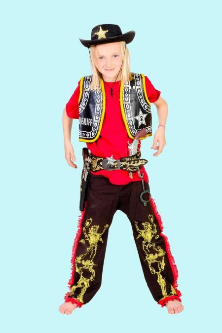 Cowboy Kostüm Gr.140 für Kinder. Sheriff schneller Cold. 14,- € für vier Tage. Zubehör inkl. Chemnitzer Kostümverleih C-7