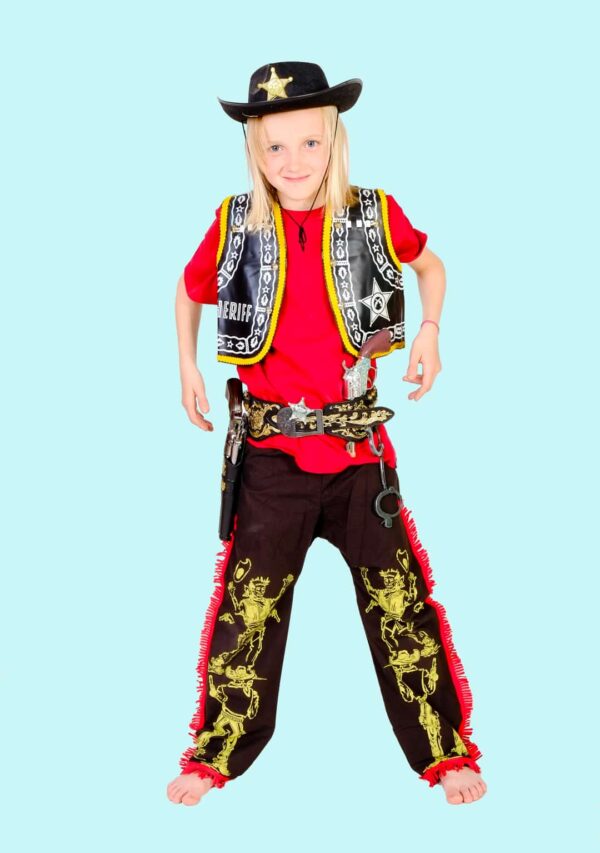 Cowboy Kostüm Gr.140 für Kinder. Sheriff schneller Cold. 14,- € für vier Tage. Zubehör inkl. Chemnitzer Kostümverleih C-7