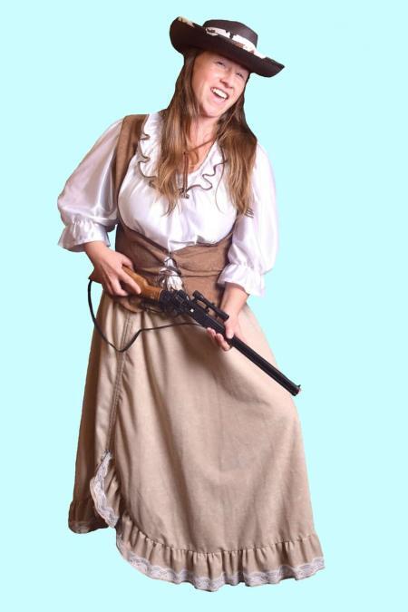 Cowgirl Kostüm Gr. 44 für Erwachsende. Winchester Elli. 34,- € für vier Tage. Zubehör ink. Chemnitzer Kostümverleih C-16