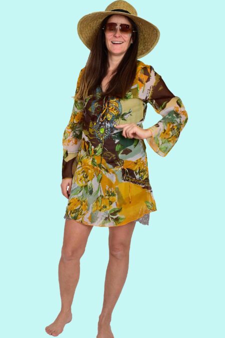 Kostüm Flower Power Hippi 60. Jahre Garten Gerda Gr. 40 für Erwachsene 21,- € für vier Tage. Zubehör inklusive – Kostümverleih Chemnitz – Hippi-4