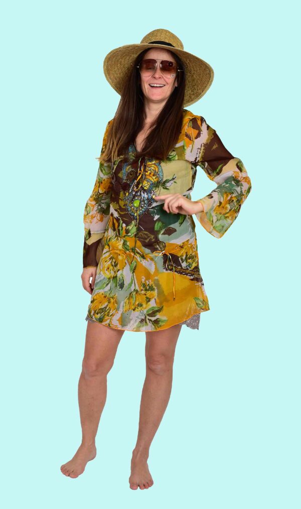 Kostüm Flower Power Hippi 60. Jahre Garten Gerda Gr. 40 für Erwachsene 21,- € für vier Tage. Zubehör inklusive – Kostümverleih Chemnitz – Hippi-4