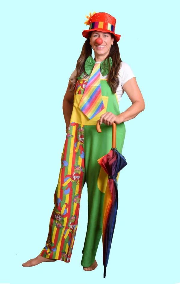 Kostüm Clown Clowning Regenbogen Gr. 42 für Erwachsene. 18,- € für vier Tage. Zubehör inklusive. Chemnitzer Kostümverleih B-73