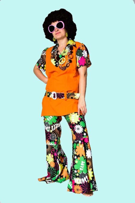 Kostüm Flower Power Peace Elke Gr. L für Erwachsene 27,- € für vier Tage. Zubehör inklusive – Kostümverleih Chemnitz – Hippi-5