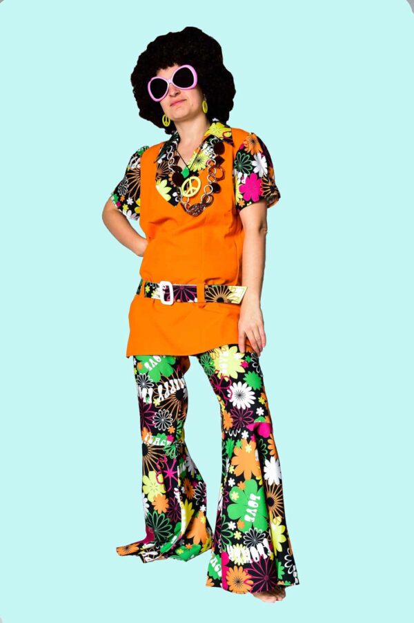 Kostüm Flower Power Peace Elke Gr. L für Erwachsene 27,- € für vier Tage. Zubehör inklusive – Kostümverleih Chemnitz – Hippi-5