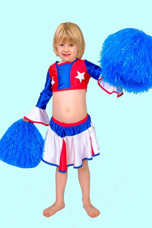 Kostüm USA Cheerleader Gr. 110-116 für Kinder. 12,- € für vier Tage. Zubehör inklusive. Chemnitzer Kostümverleih B-17a