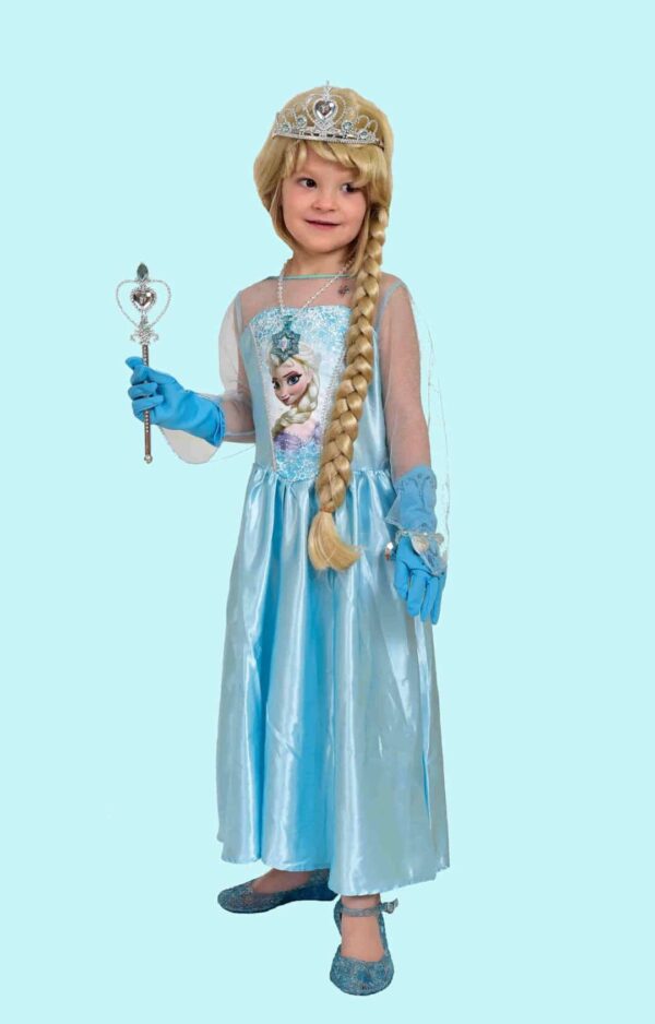 Prinzessin Kostüm Elsa Gr. 110 für Kinder. 2x. 14,- € für vier Tage. Zubehör inklusive - Kostümverleih Chemnitz - Kostüm P-11a