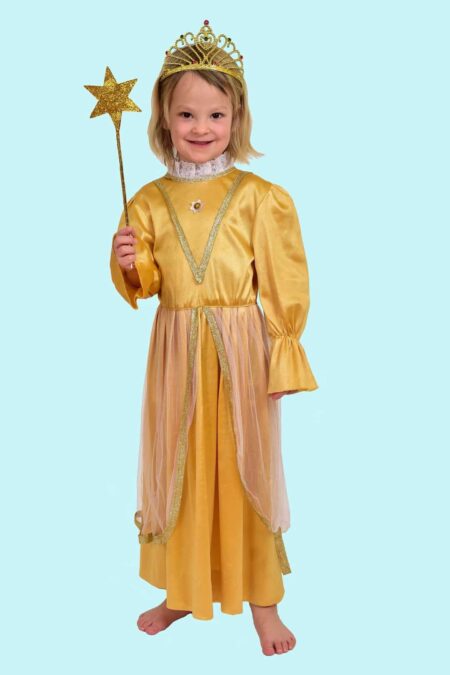 Kostüm Goldmarie Gr. 116 für Kinder inkl. Zubehör. 14,- € für vier Tage. Kostümverleih Chemnitz – Kostüm M-29