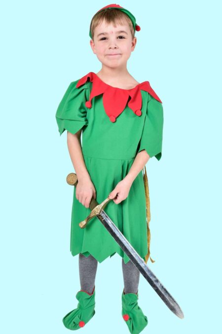 Kostüm Wichtel Peter Pan Gr. 128 für Kinder. 16,- € für vier Tage. Zubehör inklusive. Chemnitzer Kostümverleih. W-85