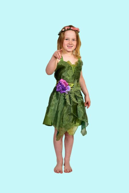 Kostüm grüne Waldfee Gr. S für Kinder inkl. Zubehör. 14,- € für vier Tage. Kostümverleih Chemnitz – Kostüm M-64