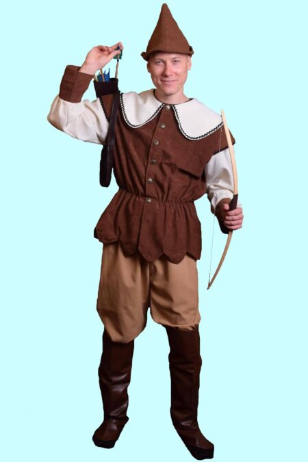 Kostüm Mittelalter Bogenschütze Gr. XL für Erwachsene inkl. Zubehör. 31,- € für vier Tage. Kostümverleih Chemnitz – Kostüm MA-11