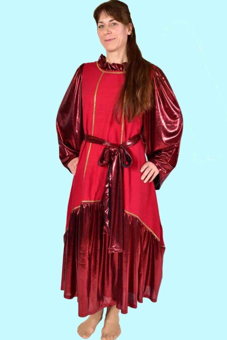 Kostüm Mittelalter rotes Glitzerkleid Gr. 40 für Erwachsene inkl. Zubehör. 32,- € für vier Tage. Kostümverleih Chemnitz – MA-12