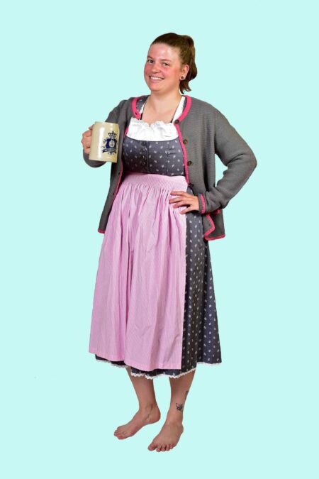 Kostüm Dirndl Gr. 44 für Erwachsene. 43,- € für vier Tage. Zubehör inklusive. Chemnitzer Kostümverleih. W-221