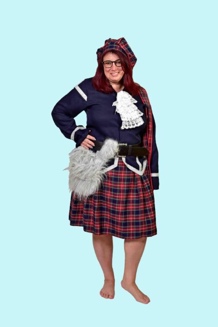 Kostüm Schotte Schottin Gr. 46 für Erwachsende. 31,- € für vier Tage. Zubehör inklusive. Chemnitzer Kostümverleih. W-217