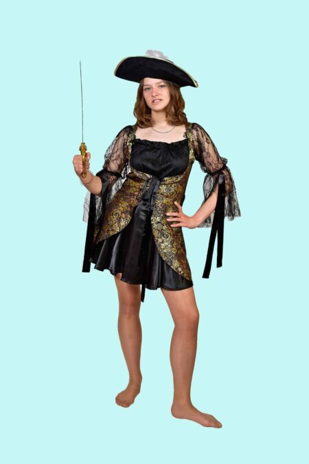 Kostüm goldene Piratin für Jugendliche 19,- € für vier Tage. Gr. 38. Zubehör inklusive - Chemnitzer Kostümverleih S-41