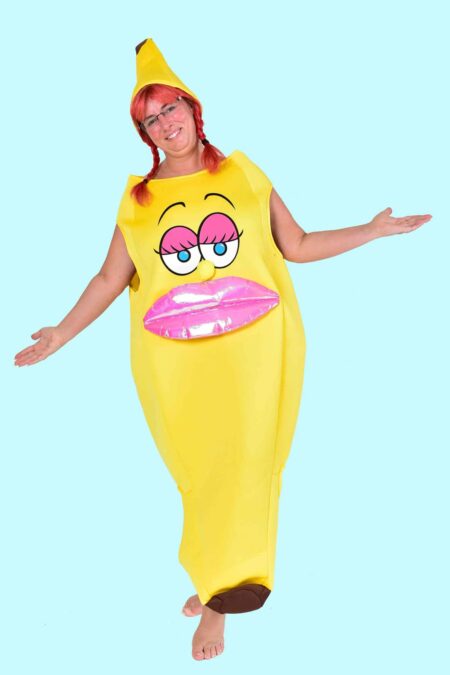 Kostüm Banane Gr. L für Frauen. 23,- € für vier Tage. Zubehör inklusive. Chemnitzer Kostümverleih F-75