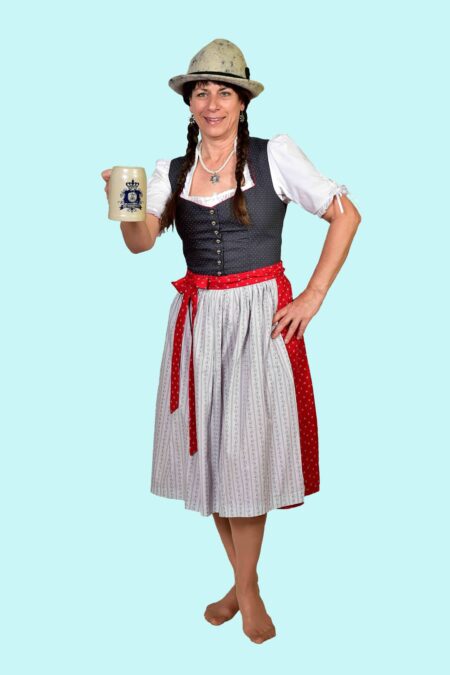 Kostüm Dirndl Gr. 42 für Erwachsene. 38,- € für vier Tage. Zubehör inklusive. Chemnitzer Kostümverleih. W-226
