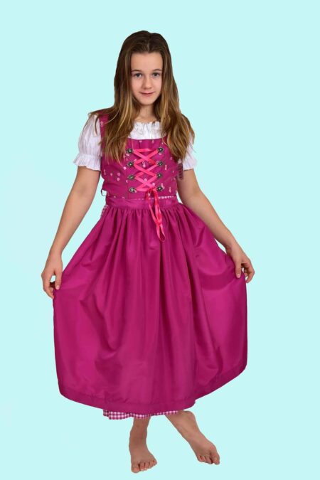 Kostüm Dirndl rotes Mädchen Gr. 146. 26,- € für vier Tage. Zubehör inklusive. Chemnitzer Kostümverleih. W-227