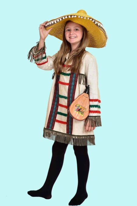 Kostüm Mexiko María Fernanda Gr. S für Kinder. 17,- € für vier Tage. Zubehör inklusive. Chemnitzer Kostümverleih. W-234