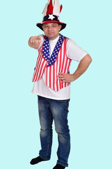 Kostüm Mister Amerika Gr. XL für Erwachsene. 20,- € für vier Tage. Chemnitzer Kostümverleih. W-225