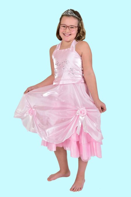 Kostüm rosa Abendkleid Ballkleid Gr. 134 für Kinder. 17,- € für vier Tage. Zubehör inklusive. Chemnitzer Kostümverleih. FM-32
