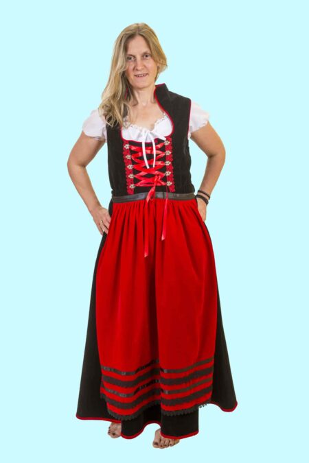 Kostüm Dirndl Almadel Gr. 40 für Erwachsene. 34,- € für vier Tage. Zubehör inklusive. Chemnitzer Kostümverleih. W-244