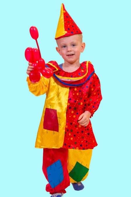 Kostüm Clown Peter Gr. 110 für Kinder. Zubehör inklusive. Chemnitzer Kostümverleih B-109
