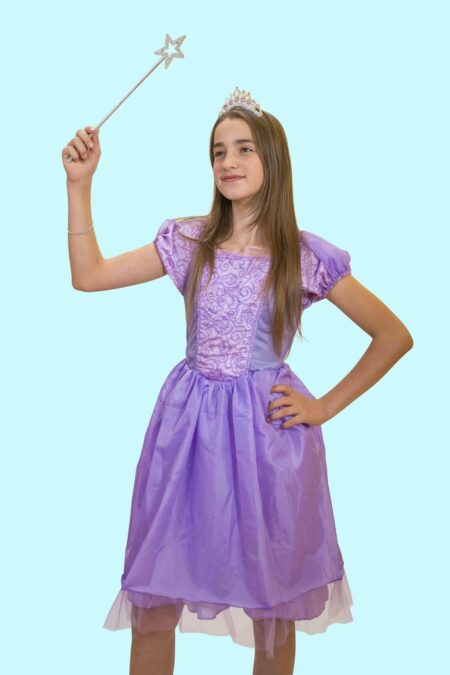 Kostüm Prinzessin lila Bella Gr. 140 für Kinder. Zubehör inklusive - Kostümverleih Chemnitz - Kostüm P-122